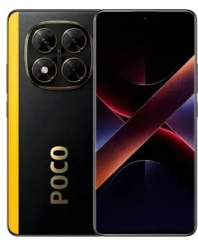 XIAOMI POCO X7  5G 256GB 8GB RAM preto com detalhes amarelo