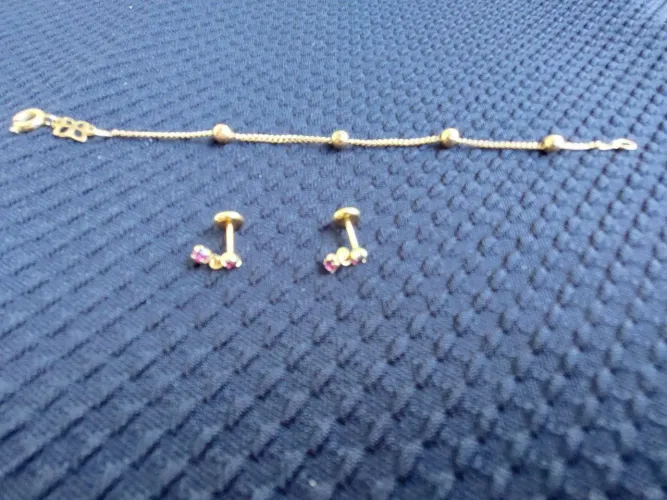 Pulseira mais Brinco Romanell infantil entrega grátis ZN