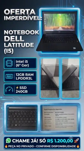 Notebook Dell Latitude 3470 Intel Core I5 6ªgeração 12gb de memória Ssd 240 Windows 10 PRO