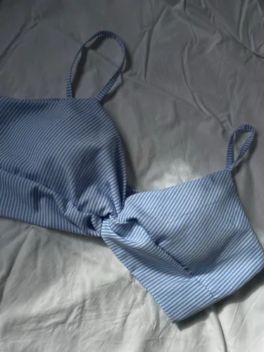 cropped listrado azul M