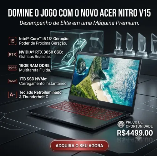 Acer nitro v15 i5 13th 16gb ddr5 1gb nvme rtx 3050 6gb