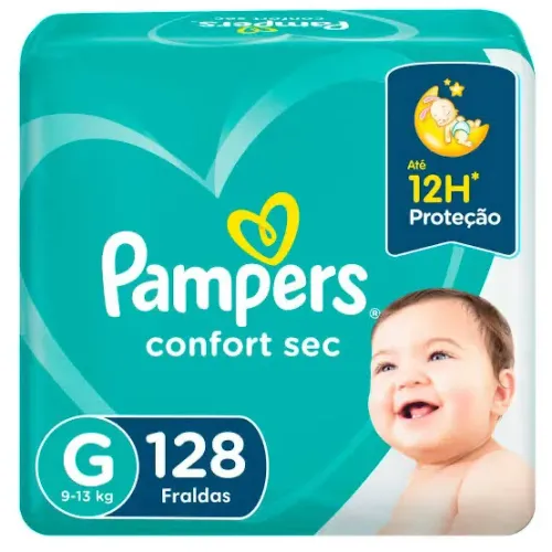 Fralda Pampers Confort Sec G 128 Unidades - Pacote Lacrado