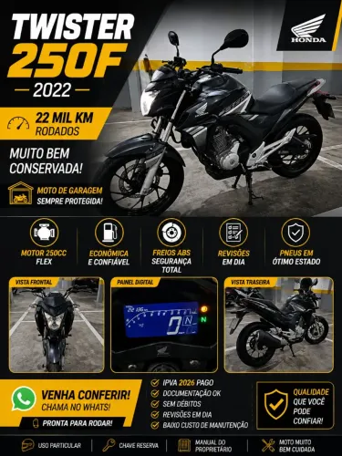 Honda Twister 250F 2022 - Único Dono - 22 Mil Km - Revisada - ABS