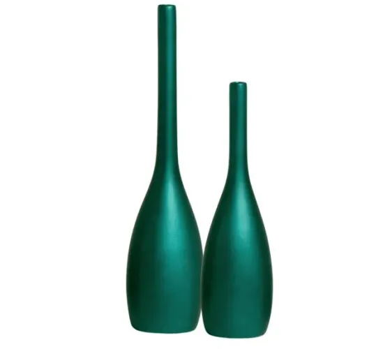Dupla de Garrafas Decorativas Tulipa em Cerâmica Verde Éden - Conjunto com 2 Peças