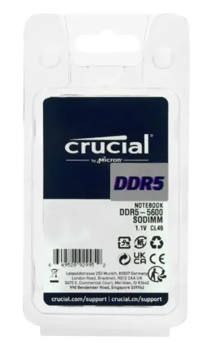 Memória para Notebook DDR5 8GB 5600 MHz Crucial Micron SODIMM