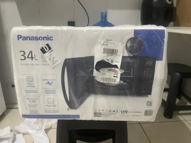 Microondas Panasonic Nn-st66nbru Black Glass 34L Dupla Refeição