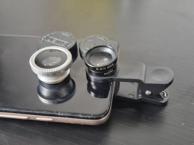kit lentes para celular fisheye 180 e macro wide 0.67