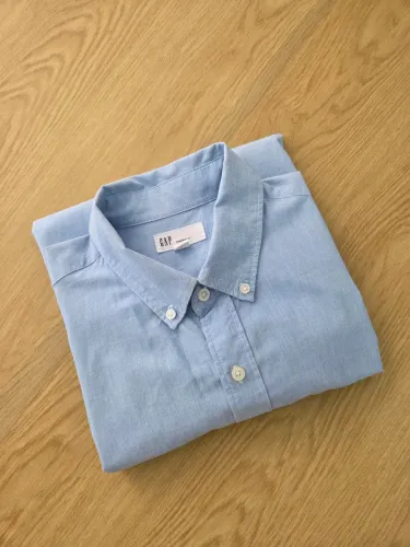 camisa manga longa gap azul claro g