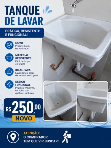 Tanque de lavanderia em louça branco - Novo!
