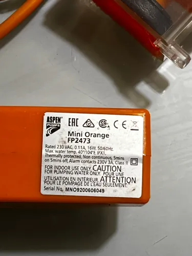 Bomba de dreno Aspen Pumps Mini Orange