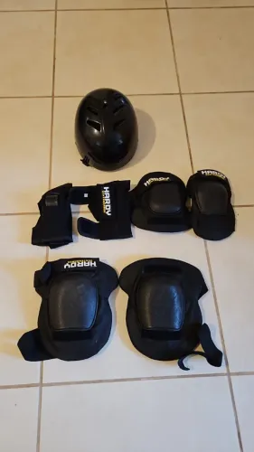 Kit de Proteção Slide para Skate Bike Patins Patinete Profissional Adulto com Capacete