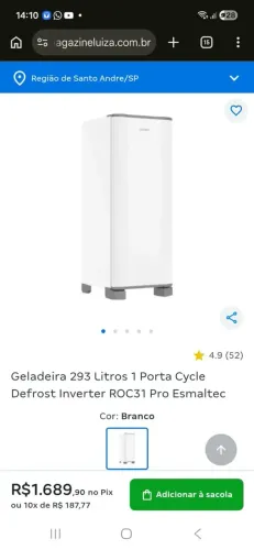 Geladeira Esmaltec 293 litros