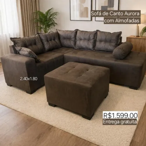 PROMOÇÃO URGENTE - Sofá de CANTO Aurora MARROM Disponível