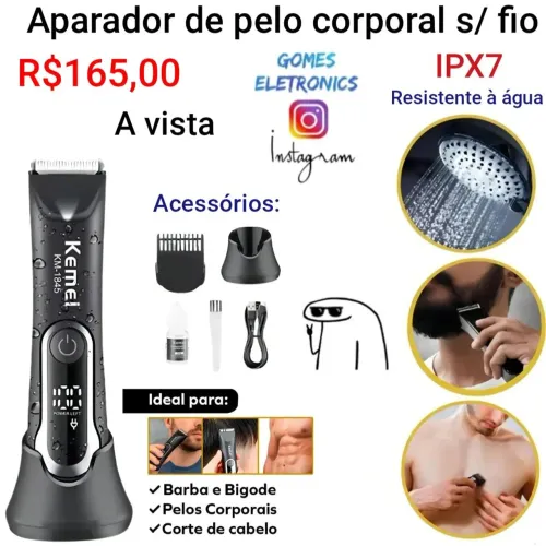 Aparador pelos corpo unissex barbeador resistente à água Sem Fio Recarregável
