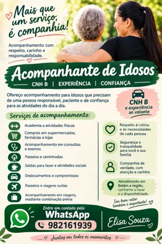 Acompanhante de Idosos | Passeios, Academia, Compras e Viagens