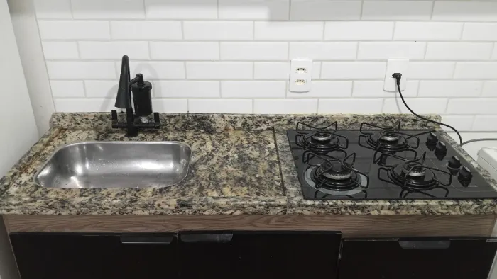 Bancada cozinha em granito com cuba