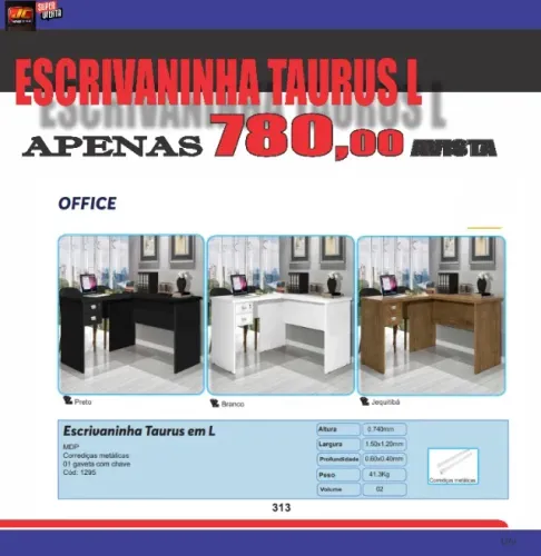 ESCRIVANINHA TAURUS EM L PRETA