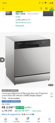 Vendo lava louças na caixa
