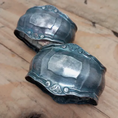 Par de Porta-Guardanapo em Metal com Banho de Prata