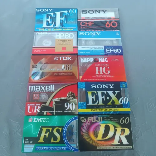 Fita k7 cassete virgens lote 10 unidades fuji maxell sony basf 