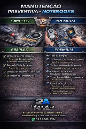 Manutenção. Preventiva em Notebooks e Desktops