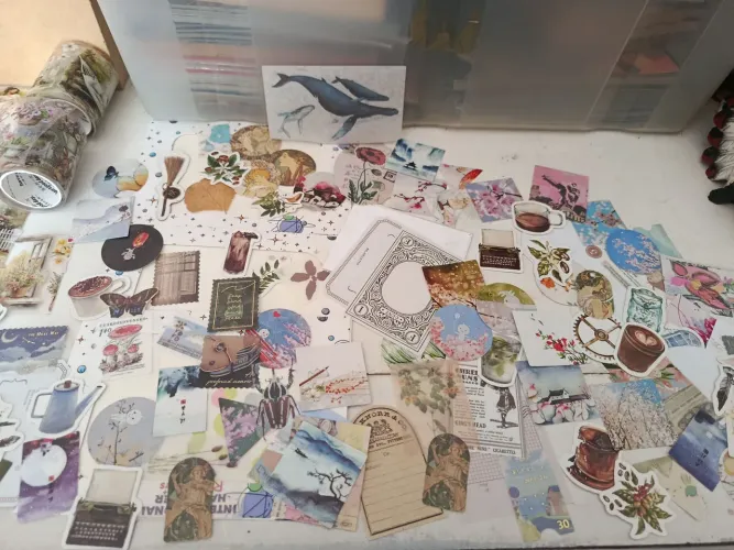 Super Lote Scrapbook E Bullet Journal - Fitas Pet, Adesivos E Papéis Vintage