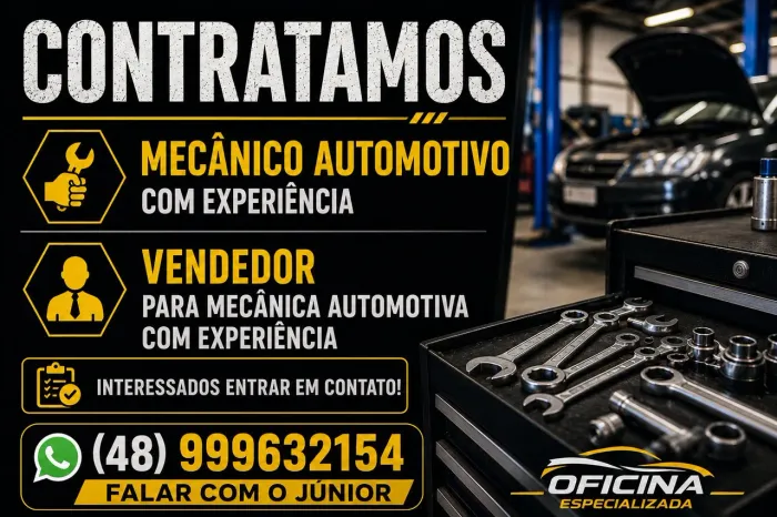 Vaga para mecânico automático e vendedor automotivo