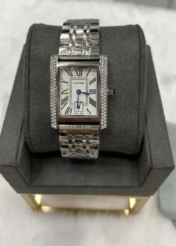 Relógio Feminino Cartier Retangular Luxo Quartz Elegante