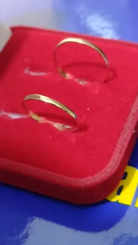 Par Casal Casamento Alianças Ouro 18 Kilates 1 mm 1,50 Gramas