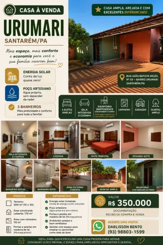 ? CASA À VENDA - Bairro Urumari, Santarém/PA