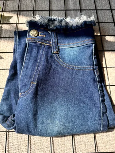 Calça Jeans Feminina Destroyed Stillger Cós Desfiado Cintura Alta - Tam 36