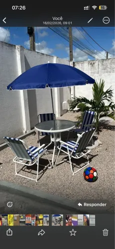 Kit lazer guarda sol com mesa e 4 cadeiras