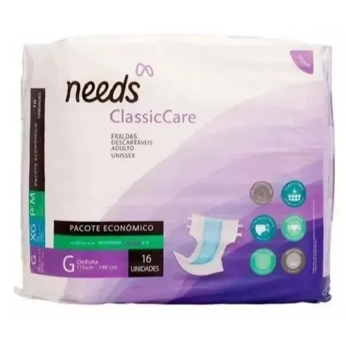 Fralda Descartável Adulto Needs Classiccare G Unissex 16un