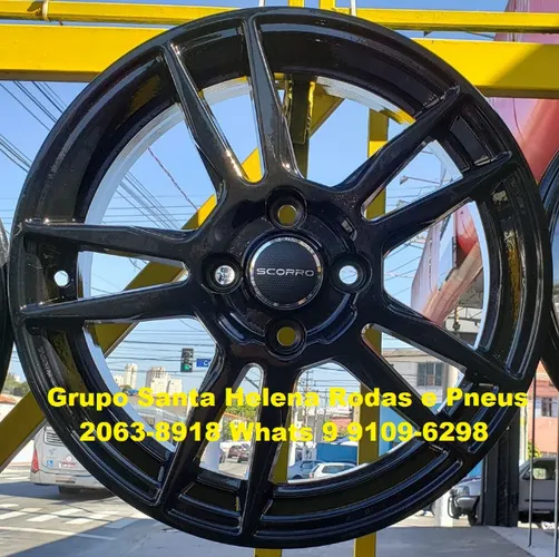 Jogo roda esportivo aro 15 Scorro S237 4x100 VW Gol Saveiro Fiat Uno Reno GM 10x sem juros