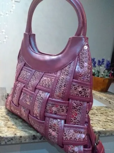 Bolsa rosa paetês