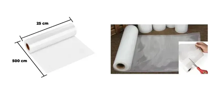 rolo saco embalagem seladora25cmx 5m vácuo ranhuras ns-4274