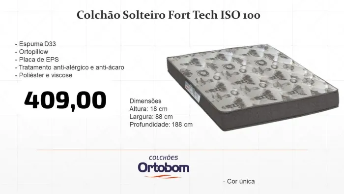 Colchão Solteiro Fort Tech ISO 100- ENTREGA HOJE!!