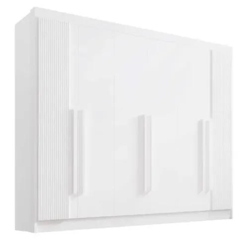 Roupeiro Athos 6 Portas Branco Ripado Até 12x - Frete Grátis