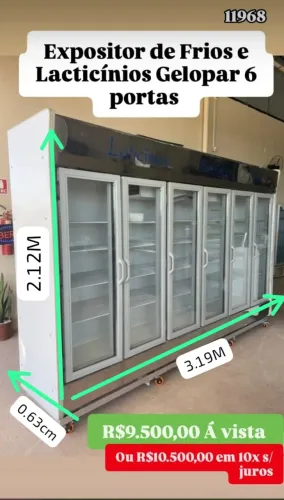 EXPOSITOR 6 PORTAS FRIOS E LATICINIOS GELOPAR - USADO