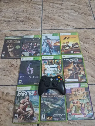 10 JOGOS E 1 CONTROLE XBOX 360 POR 650 R$