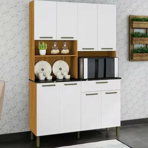 Cozinha Compacta Tannat Gold - Design Moderno com 8 Portas e 1 Gaveta para Seu Dia a Dia!