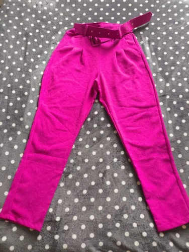 Calça de Linho Reta Pink com Cinto - Tamanho M