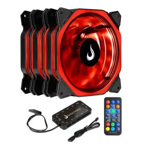 Kit 3 Cooler Fan 120mm Rise Mode Aura com Controladora e Controle - WZetta