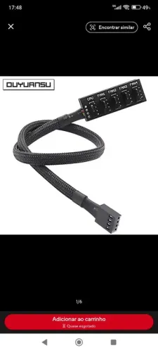 Extensão 40 cm 5 fans 3 ou 4 pinos