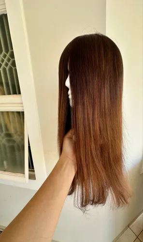 Peruca de cabelo humano 60cm de comprimento 