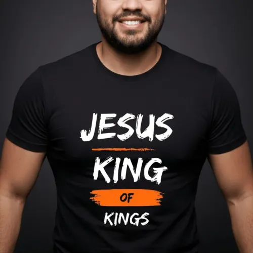 Camiseta evangélica jesus king frase cristã algodão 
