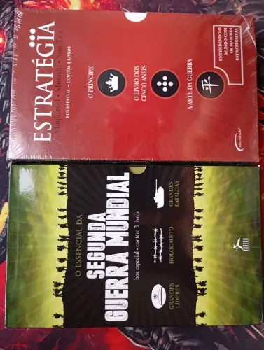 2 box com 6 livros essencial da estratégia e da segunda guerra Mundial
