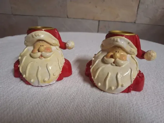 Par de Castiçais de Papai Noel