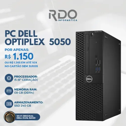 PC Dell OptiPlex 5050 i5 6ª Geração 8GB SSD 240GB Wi-Fi - Computador pronto para uso!