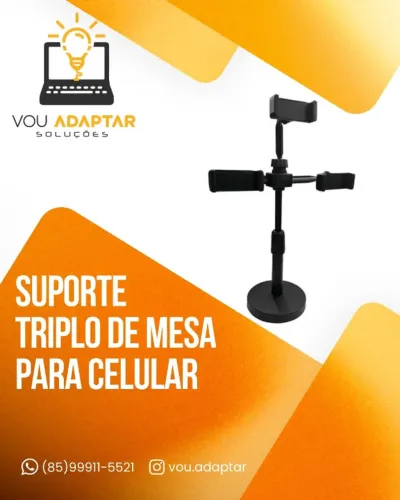 Suporte de Mesa para 3 Smartphones Simultâneos Base redonda pesada